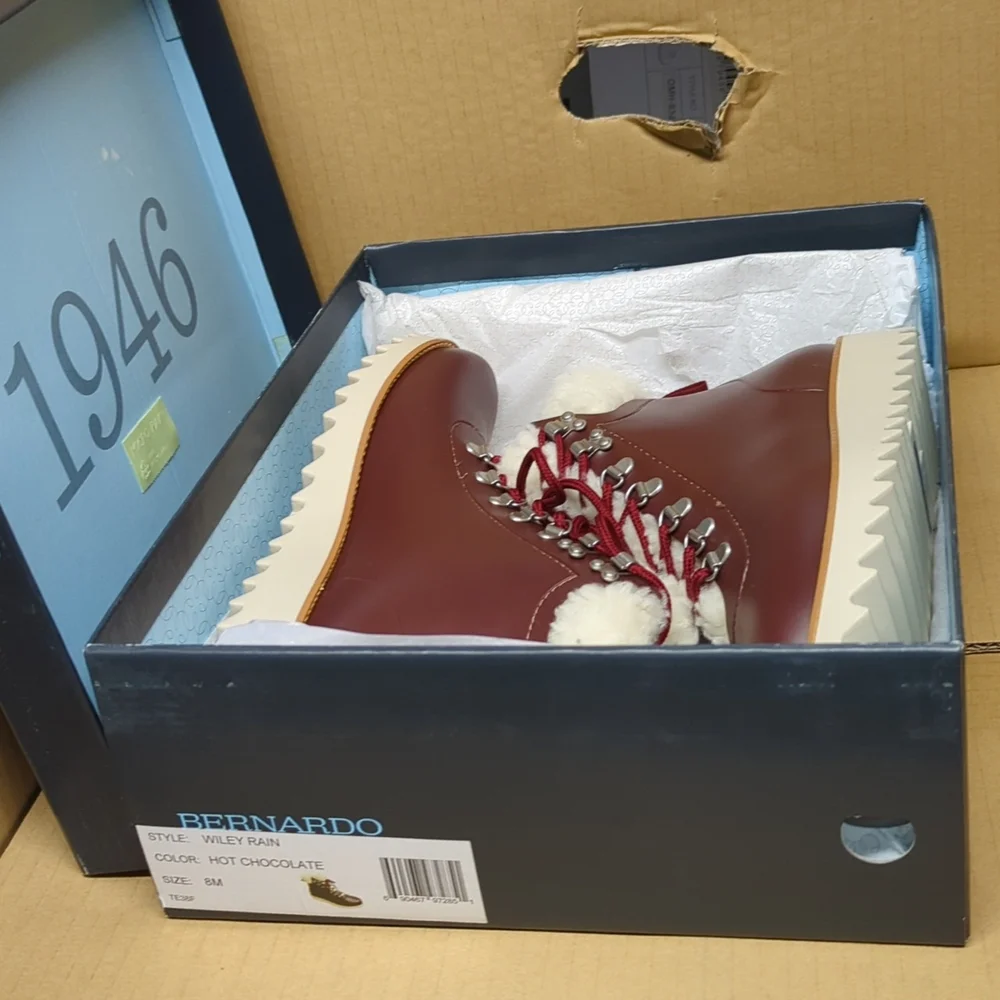 Anthropologie Bernardo Wiley rain Hit Chocolate Rain/winter  Boots, Size 8 - Picture 10 of 10